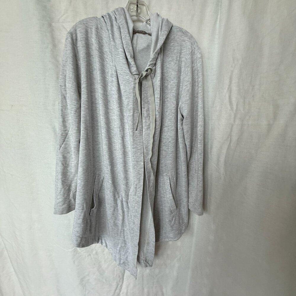 Athleta Heather Grey Open Front Hooded Wrap